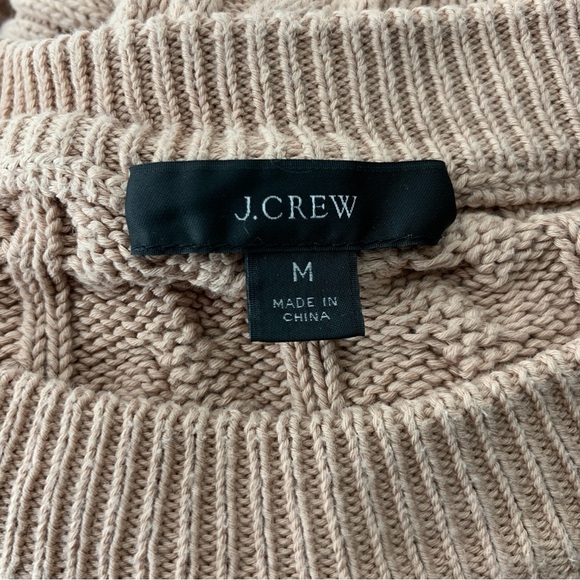 J Crew Women Size Medium Sweater Mauve Brown Cable Knit Crewneck Relaxed Fit Top - Picture 8 of 9